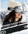 Woman wearing Ski Goggles With Ultra HD Lens For Clear Vision And UV Protection OTG Anti Fog featuring elastic strap