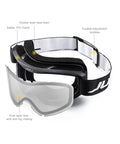 Side view of Ski Goggles With Ventilation Anti Fog System For Men And Women Silver Lens, showing adjustable strap and foam padding.