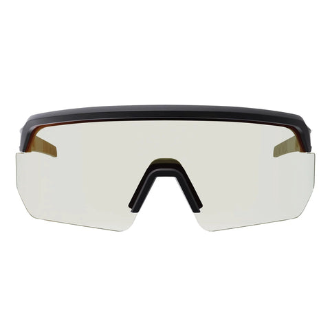 Front view of Skullerz Aegir Safety Glasses with oversized blade style and UV protection, featuring a wide lens for industrial use.