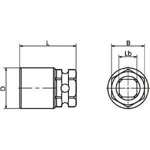 SKW-12 NBK Special Security Socket works for SHNRS-M12 Anti Theft Nuts-Made in Japan side and top view dimensions.