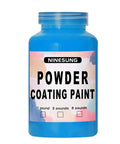 Sky Blue 32 oz Powder Coating Paint For Metal Surfaces And Steel Structures shown in a labeled container