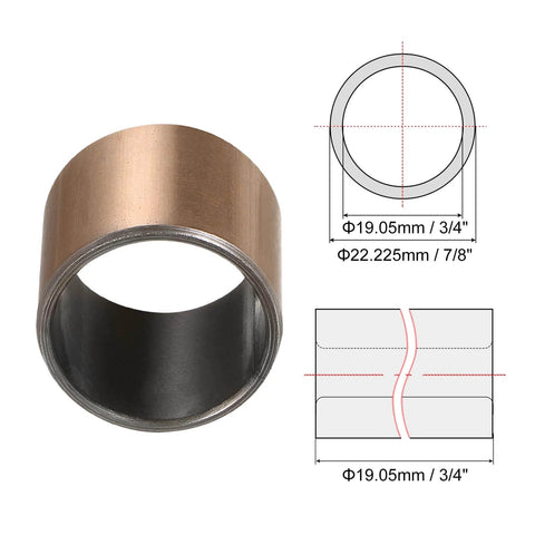 Sleeve Bearings 0.75 Inch Bore 0.875 Inch OD 0.75 Inch Length Oilless Wrapped Bronze Sintered Composite Coated Bushings dimensions