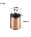 12mm Bore Sleeve Bearing 16mm Outer Diameter 20mm Length Oilless Wrapped Plain Bushings Pack Of 2