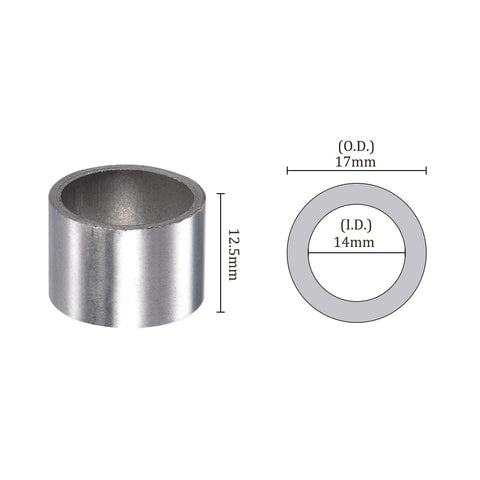 12 Pieces Sleeve Bearings 14X17X12.5MM Sintered Iron Self Lubricating Bushings For Electrical Equipment And Machine Tools dimensions view