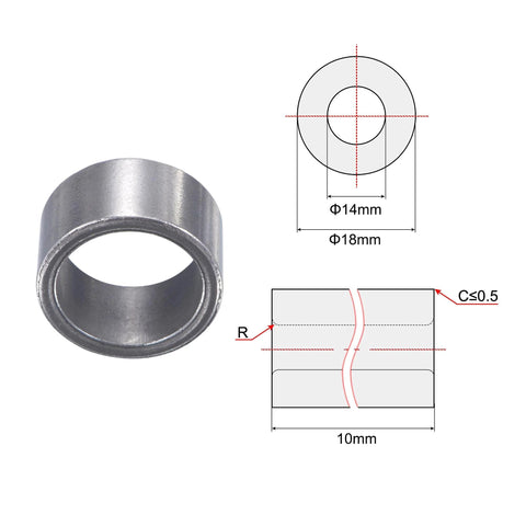Self Lubricating Sleeve Bearings 14mm Bore 18mm OD 10mm Length Sintered Iron Bushings Set 12pcs with technical diagram