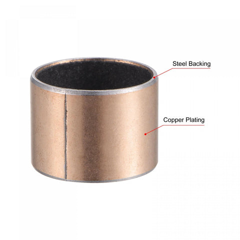 Sleeve Bearing 18mm Bore 20mm OD 15mm Length Oilless Wrapped Bushings 2pcs Carbon Steel Core Bronze Sintered Coating