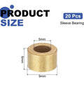 Image of 20 Pcs Sleeve Bearings With 5mm Bore, 9mm OD, 6mm Length, Self Lubricating Sintered Bronze Bushings For Low Friction High Temperature Applications