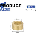 30 Pcs Self Lubricating Sintered Bronze Sleeve Bearings 5mm Bore 8mm Outer Diameter 4mm Length with size diagram.