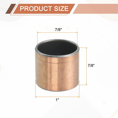 2 Pcs Sleeve Bearing With 7/8 Inch Bore, 1 Inch Outer Diameter And 7/8 Inch Length, Self Lubricating Oilless Bushing