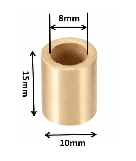 Sleeve Bearing 8mm Bore 10mm OD 15mm Length Oilless Wrapped Plain Bearings Set Of 6 Bronze Sintered Coated Carbon Steel Base