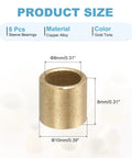 Sleeve Bearings 8mm Bore 10mm Outer Diameter 8mm Length Self Lubricating Cast Brass Bushing Pack of 8 Gold Tone