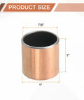 Two Pieces Sleeve Bearing 0.875 Inch Bore 1 Inch Outer Diameter 1 Inch Length Self Lubricating Oilless Bushings shown in size diagram.