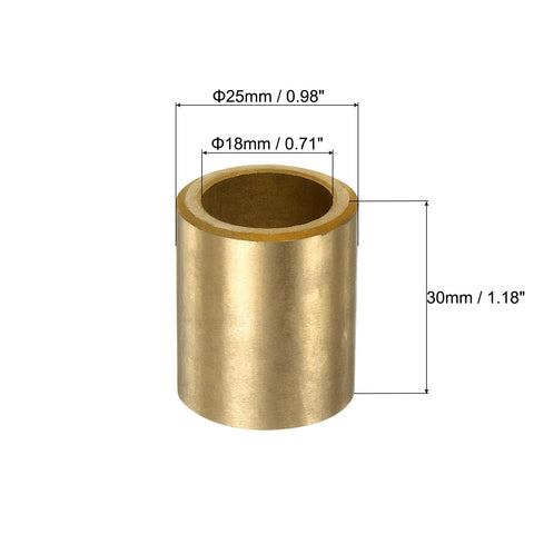 3 Pack Sleeve Bearings With 18mm Bore 25mm Outer Diameter And 30mm Length Self Lubricating Sintered Bronze Bushings shown in image.