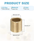 Sleeve Bearings 4Mm Bore 6Mm OD 8Mm Length Self Lubricating Cast Brass Bushing for sliding shafts shown in gold tone.