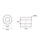 Technical diagram of Bearing Sleeve 4mm Bore 8mm Outside Diameter 4mm Length Self Lubricating Sintered Bronze Bushings dimensions