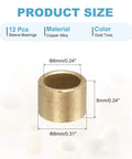 Self Lubricating Cast Brass Sleeve Bearings 6mm Bore 8mm OD 6mm Length Pack of 12 gold tone product dimensions