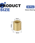 30 Pcs Sleeve Bearings Set With 4mm Bore And 6mm Outer Diameter 6mm Length Self Lubricating Sintered Bronze Bushings close-up