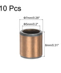 Sleeve Bearings 5mm Bore x 7mm OD x 8mm Length Plain Bearings Wrapped Oilless Bushings for Sliding Parts of Machinery, 10pcs