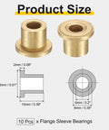 Diagram and image of 10 Pcs Flange Sleeve Bearings With 5mm Bore, 9mm OD, 10mm Length, 13mm Flange Diameter Self Lubricating Sintered Bronze Bushings For DIY Projects And Machinery