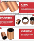 Material details of 50 Pack Sleeve Bearings Set Five Sizes Oil Free Self Lubricating Sintered Bronze Bushings For Machine Shaft Use.