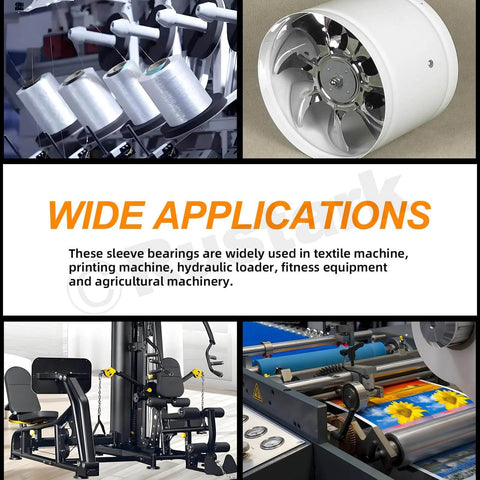 Wide applications of 50Pcs Five Sizes Sleeve Bearings Self Lubricating Plain Bearings in machinery and fitness equipment