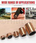 50 Pack Sleeve Bearings Set Five Sizes Oil Free Self Lubricating Sintered Bronze Bushings for Machine Shaft with Applications