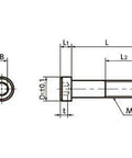 Technical drawing of ✝️ 10-Pack Made in Japan SLHS-M8-16-SD NBK Socket Head Cap Screws - Low & Small Head.
