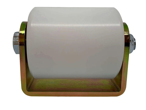 Slide Gate Guide Roller 3" White Hard Nylon UHMW Rollers with C Bracket Rear Post Welded Assembly Heavy Duty Anti Tipping Sealed