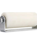 6 Inch Slide Gate Guide Roller With Post Welded Bracket In White, UHMW Hard Nylon Roller With Sealed Ball Bearings For Smooth, Maintenance Free Operation