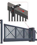 Slide Gate Guide Roller Assembly With Dual Nylon Rollers And L Post Bracket For Heavy Duty Gates And Fences Pack Of 2 UHMW Nylon Wheels On AISI 1045 Steel Bracket With Black Powder Coat For Durability installed on sliding gate.