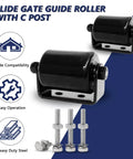 2Pack Slide Gate Guide Roller with C Post Welded Bracket, 3 Inches, Hard Nylon Sliding Gates Guider, Screws Included