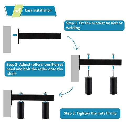 Step-by-step installation of Slide Gate Guide Roller, 6" UHMW Hard Nylon Guider, Adjustable Sliding Gate Support Assembly