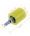 Slide Gate Guide Roller 1.66 By 1.77 Inch Heavy Duty Nylon Ball Bearing Side Roller Assembly, yellow with metal bolt.