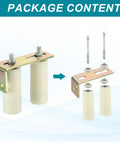 Slide Gate Guide Roller Set 4.7 Inch By 2 Inch With L Shape Brackets Universal Adjustable Heavy Duty Sliding Gate Hardware Kit White For Balcony And Bedroom Use Durable Metal Construction For Long Lasting Performance And Smooth Operation showing package content