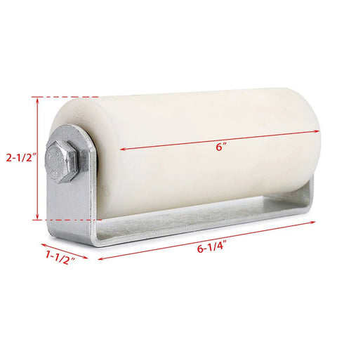 6 Inch Slide Gate Guide Roller With Post Welded Bracket In White, UHMW Hard Nylon Roller With Sealed Ball Bearings for gates