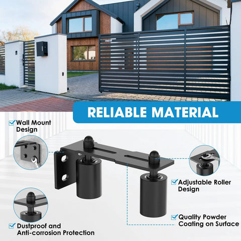 Heavy Duty Slide Gate Roller Guide With Steel L Rear Post Bracket And Adjustable Nylon Roller Rolling Gate Hardware Kit for Garages
