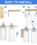 Two Set Slide Gate Guide Rollers With 5 Inch Nylon Rollers And L Shaped Rear Post Bracket Universal Sealed Ball Bearing Rolling Gate Guide For Sliding Doors White Durable Nylon Construction For Smooth Quiet Operation installation diagram