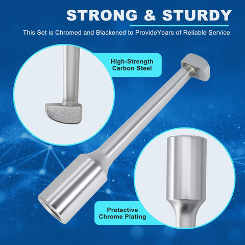 Rear Axle Bearing Remove Puller Tool Kit, Slide Hammer and Bearing Remover Set, high-strength carbon steel, showing chrome plating
