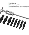 Slide Hammer and Blind Hole Bearing Puller Set, 9 pcs 8-32mm Inner Bearing Race and Seal Extractor Kit tools displayed