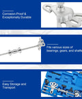 Heavy Duty Slide Hammer Puller Set With 9 Way Axle Bearing Remover Kit in box with tools shown and corrosion-proof feature