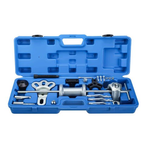 Nine Way Slide Hammer Puller Set For Front And Rear Axles Wheel Bearings Hubs And Gears in blue case