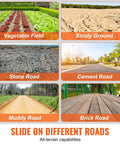 Image showing various terrains: vegetable field, sandy ground, stone road, cement road, muddy road, and brick road.
