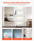 32 By 84 Inch Sliding Barn Door With Header Board And 6 Ft Hardware Track Kit And Handle, Waterproof PVC Surface, shown in a bathroom setting.