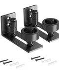 Sliding barn door floor guide with adjustable bottom rollers, flush low profile design, solid steel and POM nylon, frosted black finish, 2PCS