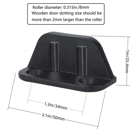 Set Of 2 Heavy Duty Sliding Barn Door Floor Guides with dimensions and size specifications displayed.