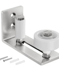 Sliding Barn Door Floor Guide With Bottom Adjustable Roller 8 Setup Options for DIYers, brushed nickel, flush design, hardware included