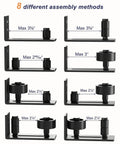 Sliding barn door floor guide with adjustable bottom rollers with 8 setup options in frosted black finish