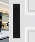 Sliding Barn Door Flush Handle 7.08 Inch Rectangular Matte Black Invisible Recessed Finger Pull for Cabinets Closets and Drawers