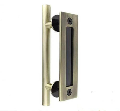 12 Inch Sliding Barn Door Handle Heavy Duty Pull And Flush Set With Large Rustic Two Side Design Ideal For Kitchen Gates Sheds And Garage Doors Antique Bronze Finish Carbon Steel Construction Smooth Edges For Safe Handling And Long Lasting Use