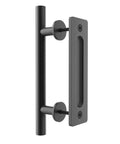 12-Inch Sliding Barn Door Handle Pull And Flush Hardware Set For Interior And Exterior Doors, Rustic Black Round Finish
